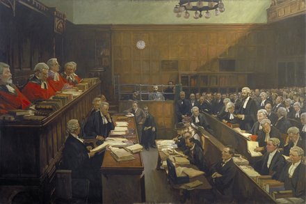 John Lavery (1856–1941) High Treason, Court of Criminal Appeal: the Trial of Sir Roger Casement, 1916 Oil on canvas 194.5 x 302.5 cm © UK Government Art Collection